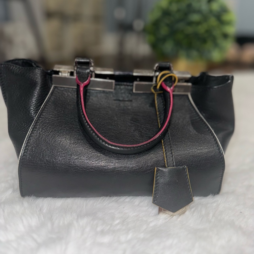 Fendi Black and Pink Satchel with Structured Design